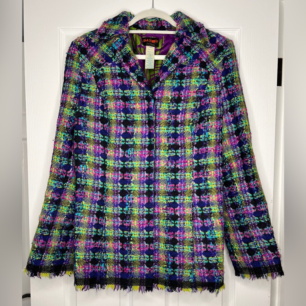 Christian Lacroix Bazar Multicolor Tweed Jacket — Made in France, Size 46